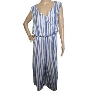Chico's Gaucho Striped Jumpsuit Size 1.5 US 10 Medium Navy And White